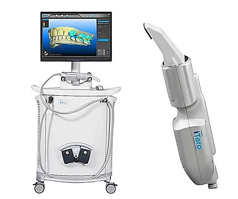 The iTero intraoral scanner and its cart-mounted screen, used at Charlottesville Dental Care