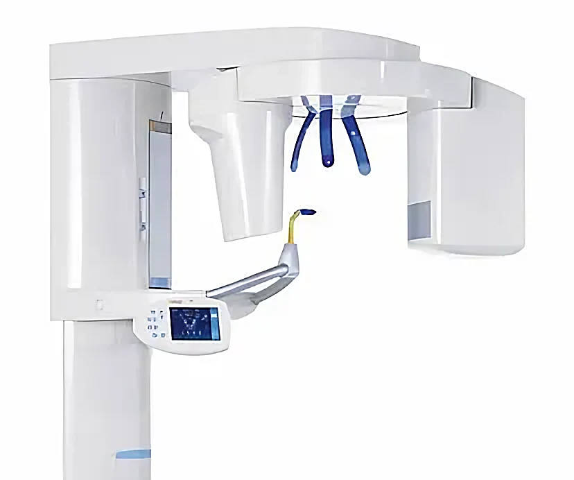 The dental imaging unit at Charlottesville Dental Care, with its chin rest and rotating arm