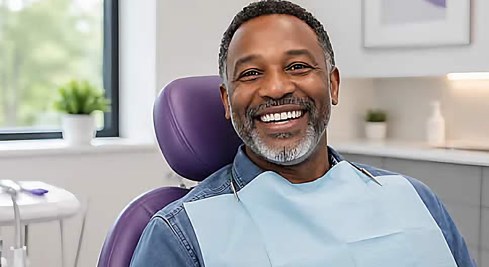 A smiling man in the dental chair