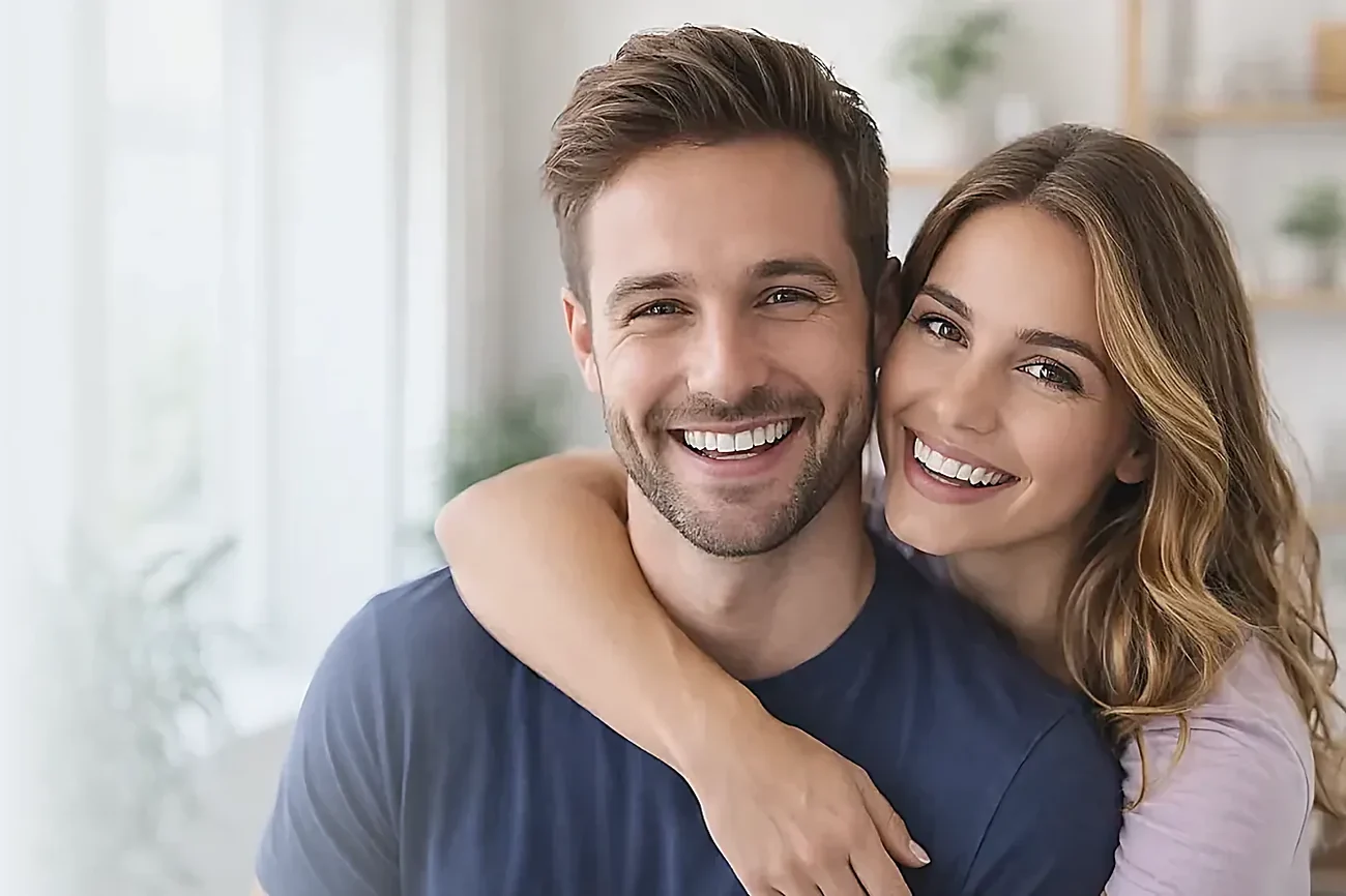 A couple smiling together