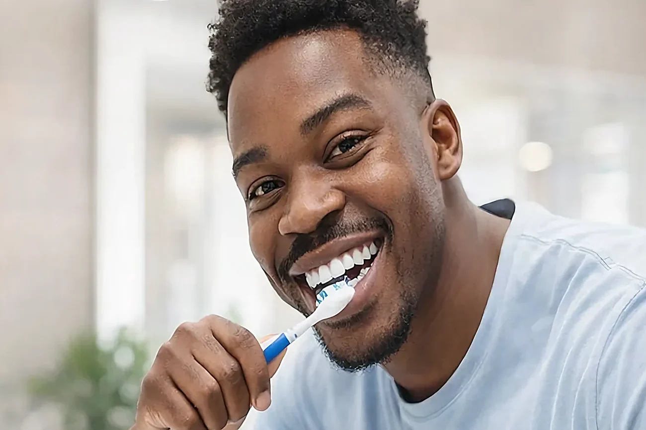 A man brushing his teeth