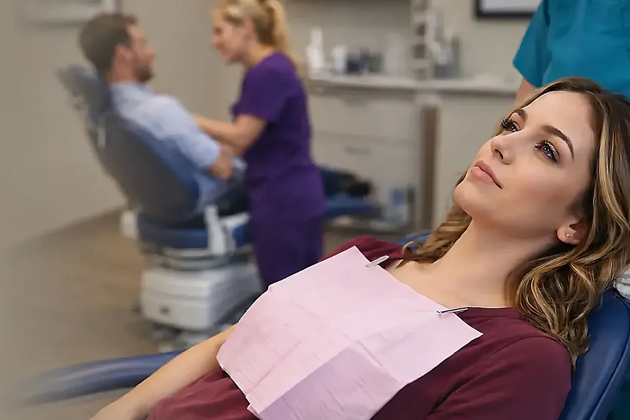 A patient in the chair in the treatment room
