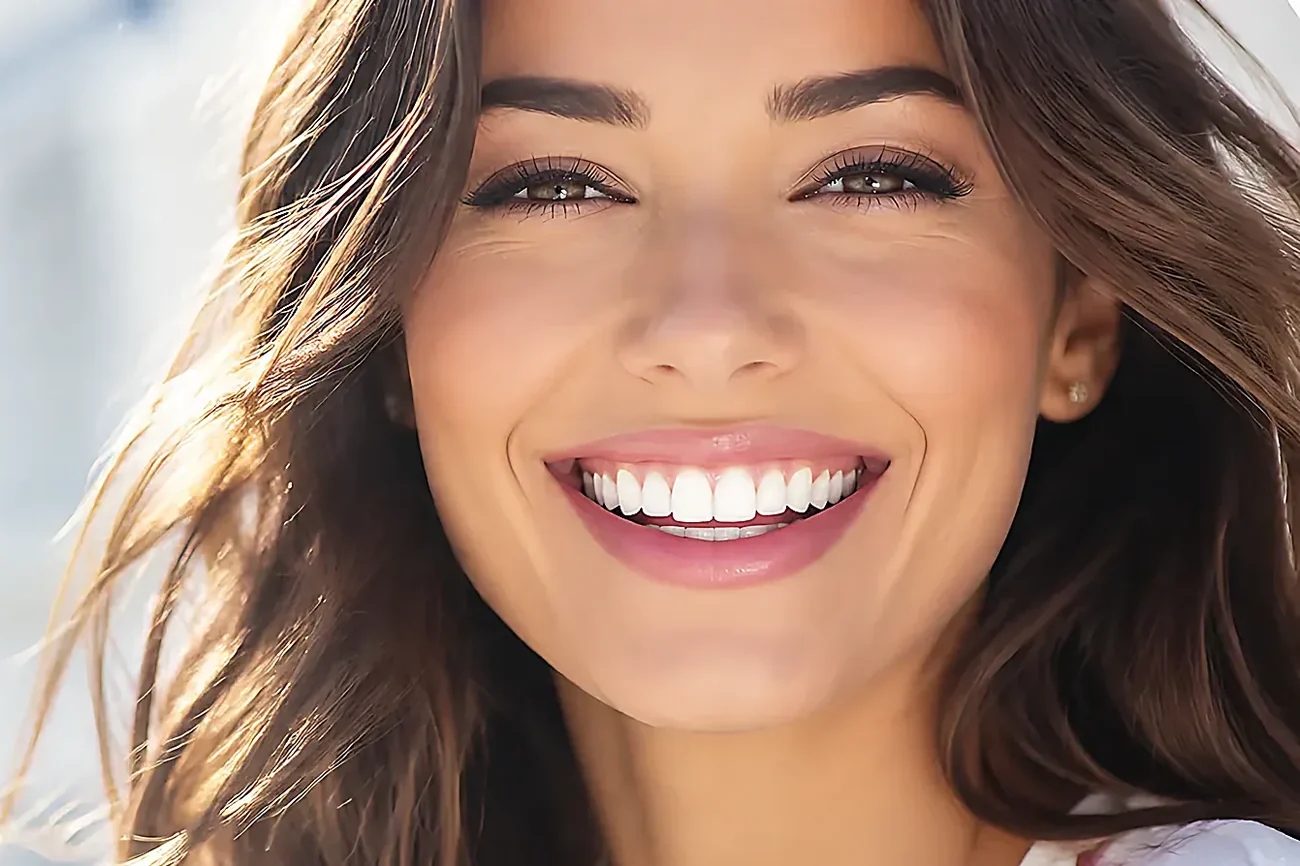 A woman smiling