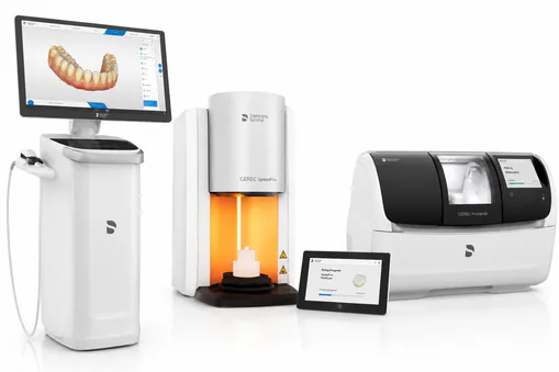 An intraoral scanner, a crown milling unit and a furnace