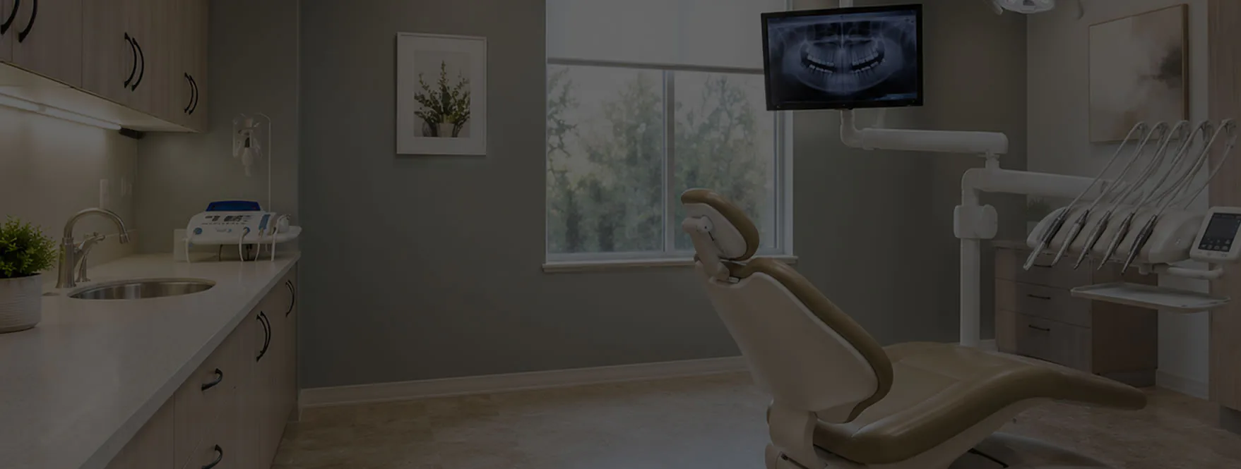 An empty dental treatment room