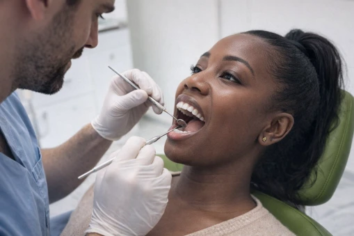 A dentist examining a patient's teeth